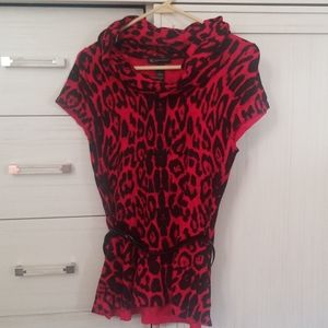 Animal Print Belted Top